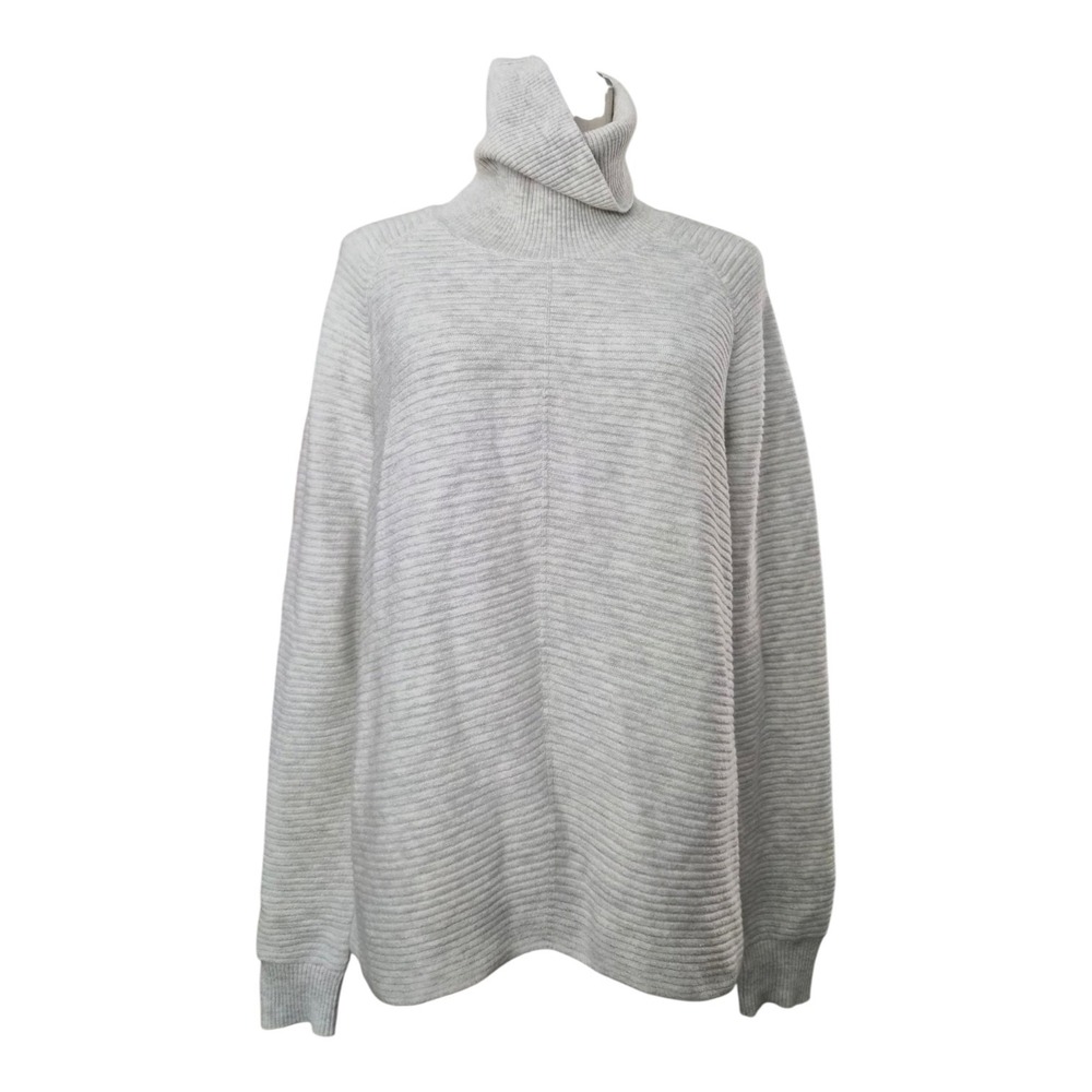 KUHL Merino Wool Turtleneck Sweater M Gray Ribbed Knit Outdoor Quiet Luxury